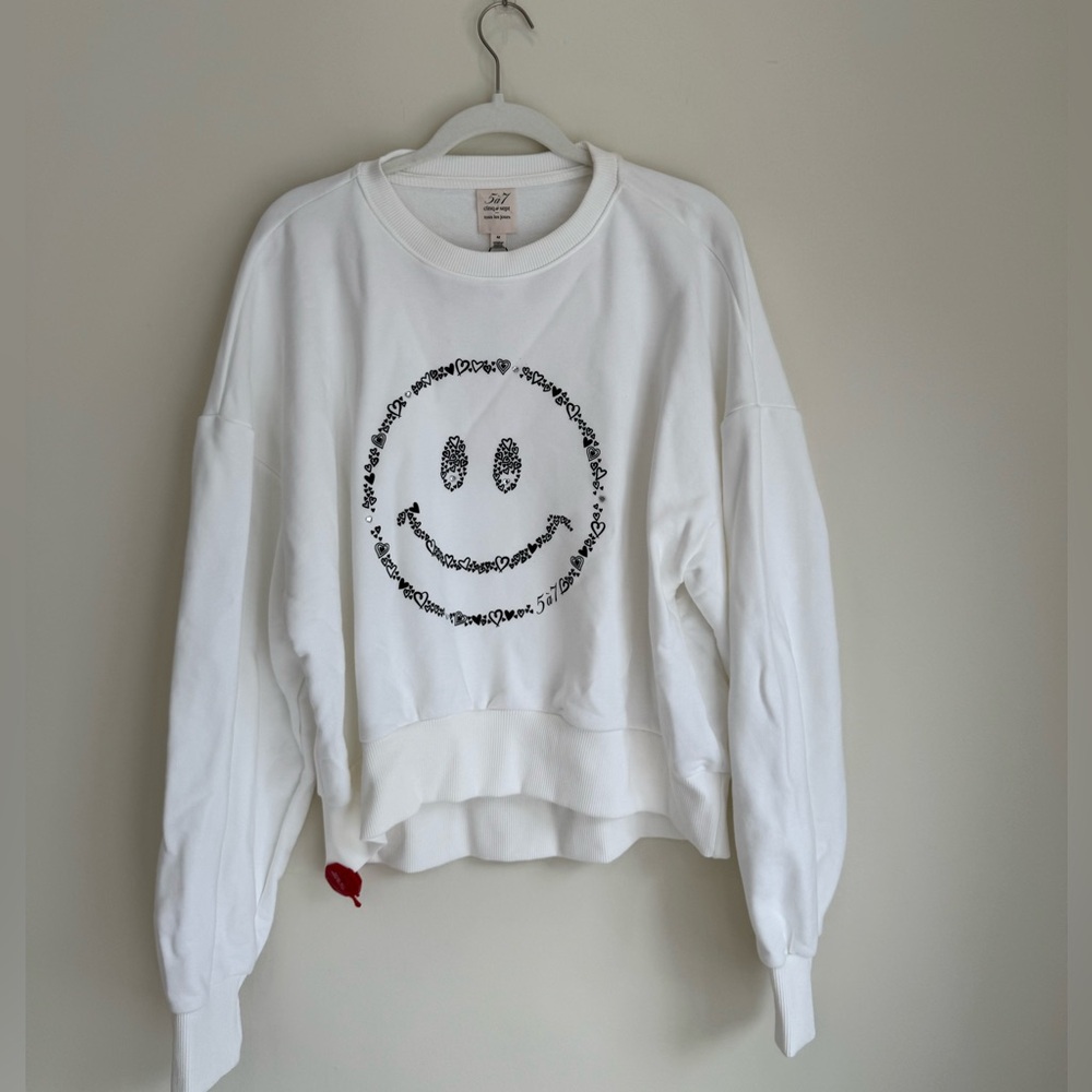 Cinq à Sept Smiley Face Sweatshirt White – Size M – NWT - Picture 2 of 5